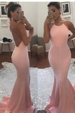 2024 New Arrival Sexy Open Back Halter Spandex Prom Dresses Mermaid PL49BAS7