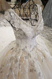 2024 Champagne Wedding Gown V Neck Royal Train Handmade Beading Lace P8D2ABGJ