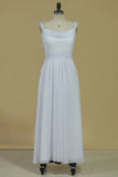 2024 A Line Spaghetti Straps Open Back Bridesmaid Dresses Chiffon With PNX53S6S