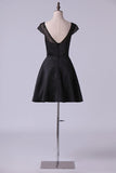 2024 Cap Sleeve Homecoming Dresses Bateau A Line PKFC27E8