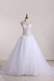 2024 Gorgeous Wedding Dresses A-Line Sweetheart See Through Floor-Length Tulle With Pearls P5KLL9DS