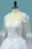 2024 A Line V Neck Long Sleeves Wedding Dresses Tulle PA96Z51S