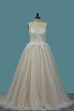 2024 A Line Sweetheart Tulle With Applique Court Train PHD3CS25