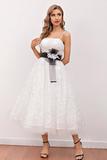 White Lace Midi Prom Dress