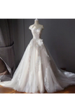 Stunning Off The Shoulder Tulle Wedding Dress With Applique Bridal Dress With Long STKPAE18RA2