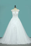 2024 A Line Scoop Tulle With Applique Wedding Dresses PN35T3ES