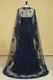 2024 Mermaid Sweetheart Prom Dresses Lace With Beading And Applique Dark Navy Plus PBYRC9LX