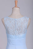 2024 Bridesmaid Dresses Scoop Chiffon & Lace Floor Length Zipper PCR44C8F