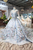 2024 Ball Gown Lace Up Back Cathedral Train Wedding Dress Appliques&Beads PPTCFFT7