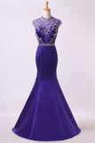 2024 High Neck Mermaid Prom Dresses Beaded Bodice With Ruffles PF434XC1