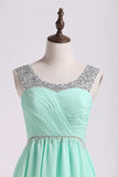 2024 Homecoming Dresses Bateau Short/Mini Chiffon With Beading And PE7YJ8ME