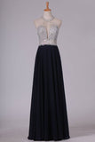 2024 Chiffon Prom Dresses Floor Length Halter A Line With Beads Open P8J1QARA