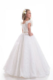 2024 Off The Shoulder A Line Lace Flower Girl Dresses With P9XNHC98