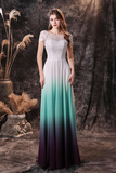 Unique Short Sleeve Ombre Mint Chiffon Wedding Dress