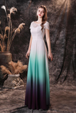 Unique Short Sleeve Ombre Mint Chiffon Wedding Dress