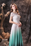 Unique Short Sleeve Ombre Mint Chiffon Wedding Dress