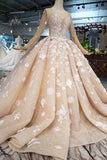 2024 Ball Gown Wedding Dresses One Meter Train Scoop Top Quality Handmade PYQCDB6H