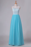 2024 A Line Scoop Floor Length Prom Dresses Tulle & PE4F9YS1