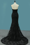 2024 New Arrival Black Mermaid Lace Prom Dresses Sweetheart With PBBZRANF