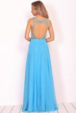 2024 Sexy Open Back  Prom Dresses A Line Scoop Chiffon With Beading