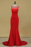 2024 Mermaid Prom Dresses Scoop With Beads Sweep Train PMRARQ95