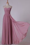 2024 A Line Sweetheart Bridesmaid Dress Floor Length Chiffon With P3F81HXF