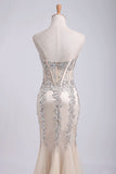 2024 Prom Dress Sweetheart Mermaid Embellished With Beads Tulle Floor PJNPT3XH