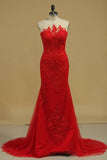 2024 Mermaid Evening Dresses Scoop With Applique Sweep Train P11ZFTNF