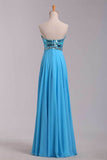 2024 Blue Prom Dresses A Line Sweetheart Floor Length Chiffon Ship Today Under  200