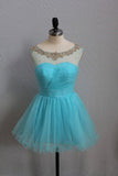 2024 Homecoming Dresses Bateau A Line Short/Mini With Beads And PX422N6J