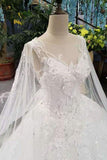 2024 Floor Length Wedding Dresses Lace Up With Beads And Appliques Ball Gown High Quality PDCQC8AJ