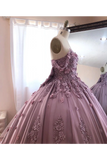 Ball Gown Off The Shoulder Tulle Quinceanera Dress With Lace Appliques Puffy Prom STKP3HM7KB3