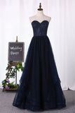 2024 A Line Sweetheart Beaded Bodice Tulle Floor Length PTPMPQC6