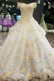 2024 Floral Wedding Dresses A Line With Handmade Flowers P1B7JX89