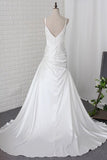 2024 Classic Spaghetti Straps Elastic Satin Bridal PZF6QLRT