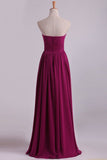 2024 Bridesmaid Dresses A Line Sweetheart Floor Length With Ruffles PTHNJSBD