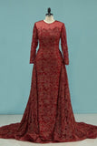 2024 Bling Bling Evening Dresses Burgundy Mermaid Scoop Sweep/Brush PLDZJD8T