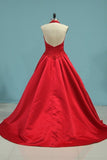 2024 Halter Prom Dresses Open Back A Line Satin P1QGCM8E