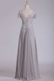 2024 A Line Scoop Mother Of The Bride Dresses Chiffon With Beads And PDLM1AJ1