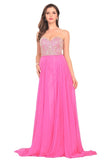 2024 A Line Sweetheart Beaded Bodice Prom Dresses Chiffon Sweep P8YC1KZQ