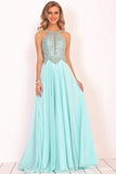 2024 A Line Chiffon Spaghetti Straps Prom Dresses With Beading Floor PAL1N2JN