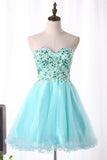 2024 A-Line Sweetheart Homecoming Dresses Short/Mini Tulle With Embroidery PEMN2PM3