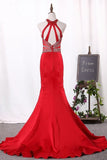 2024 Mermaid Scoop Satin Open Back Prom Dresses PT5PR8B4