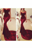 2024 Evening Dresses Mermaid Sweetheart Velvet Sweep Train PKKL2Y7P