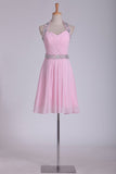 2024 Short/Mini Halter Homecoming Dresses Chiffon With Beading PG2ZF4LD