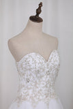 2024 A Line Sweetheart Beaded Bodice Wedding Dresses Organza PKDLNETP