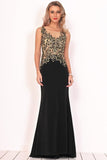 2024 Mermaid Boat Neck Spandex Prom Dresses With Beads&Appliques PLQB2PP6