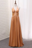 2024 Halter Taffeta A Line Evening Dresses Floor Length PP6BTN5D