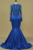 2024 Long Sleeves Prom Dresses Mermaid/Trumpet With Applique Sweep PH9Z5J9J