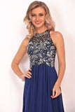 2024 Chiffon Scoop Prom Dresses A Line With Beads&Rhinestones Chiffon PFYF7X1D